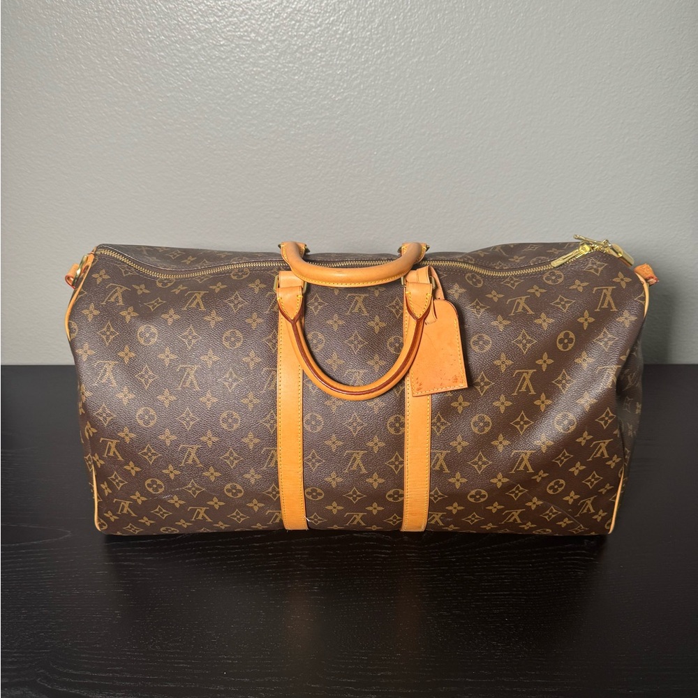 Louis Vuitton Monogram Brown Tan Duffel Bag Kepall 55